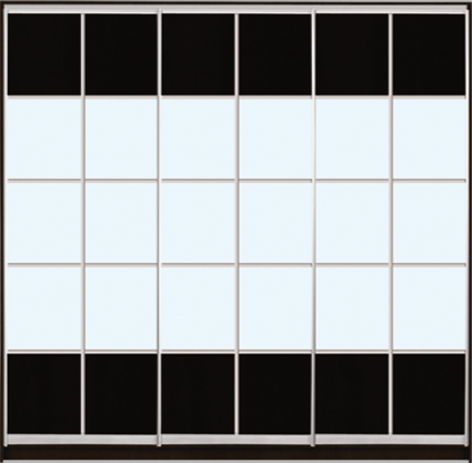 

Шкаф купе Luxe Studio Стандарт-1 ДСП/Зеркало с Пескоструем-14 2300x2300x450 трехдверный