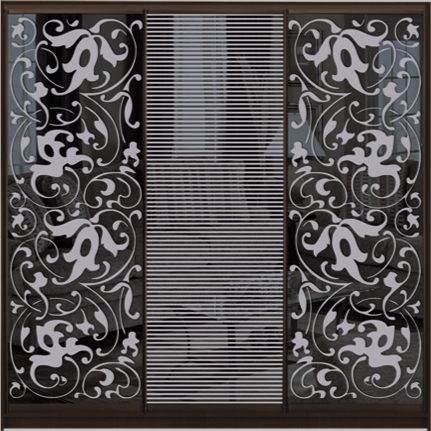 

Шкаф купе Luxe Studio Стандарт-1 Тонированное зеркало с Пескоструем-2 2100x2400x450 трехдверный