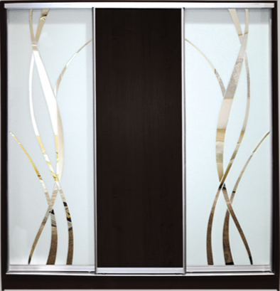 

Шкаф купе Luxe Studio Стандарт-1 ДСП/Зеркало с Пескоструем-8 2100x2300x450 трехдверный