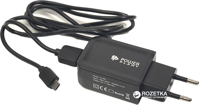 

Сетевое зарядное устройство PowerPlant W-280 microUSB 2 A