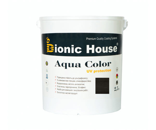 

Краска для дерева Bionic-House Aqua Color UV-protect 0,8л Черное дерево А120