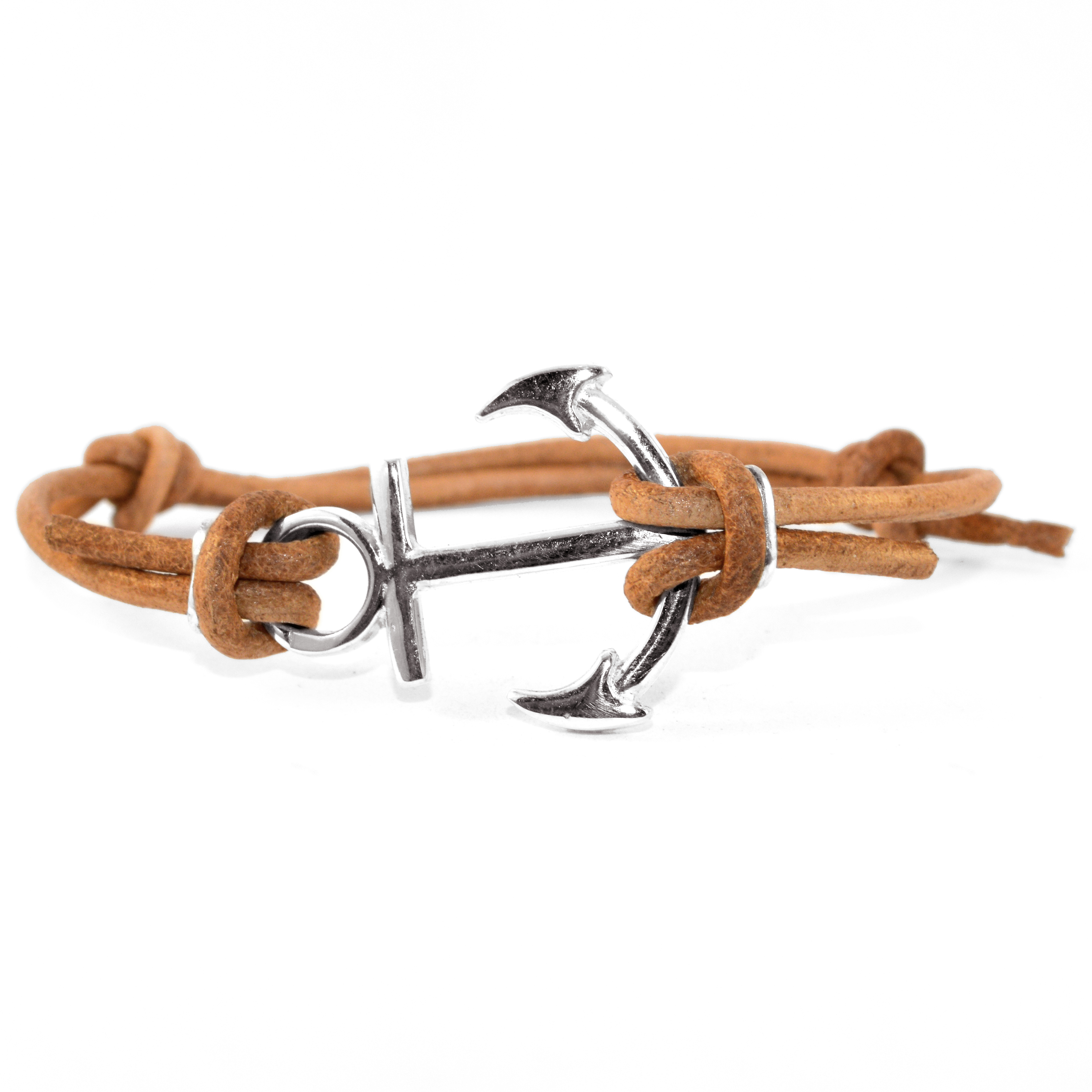 

Кожаный браслет с серебром EJ Anchor EJB027-2