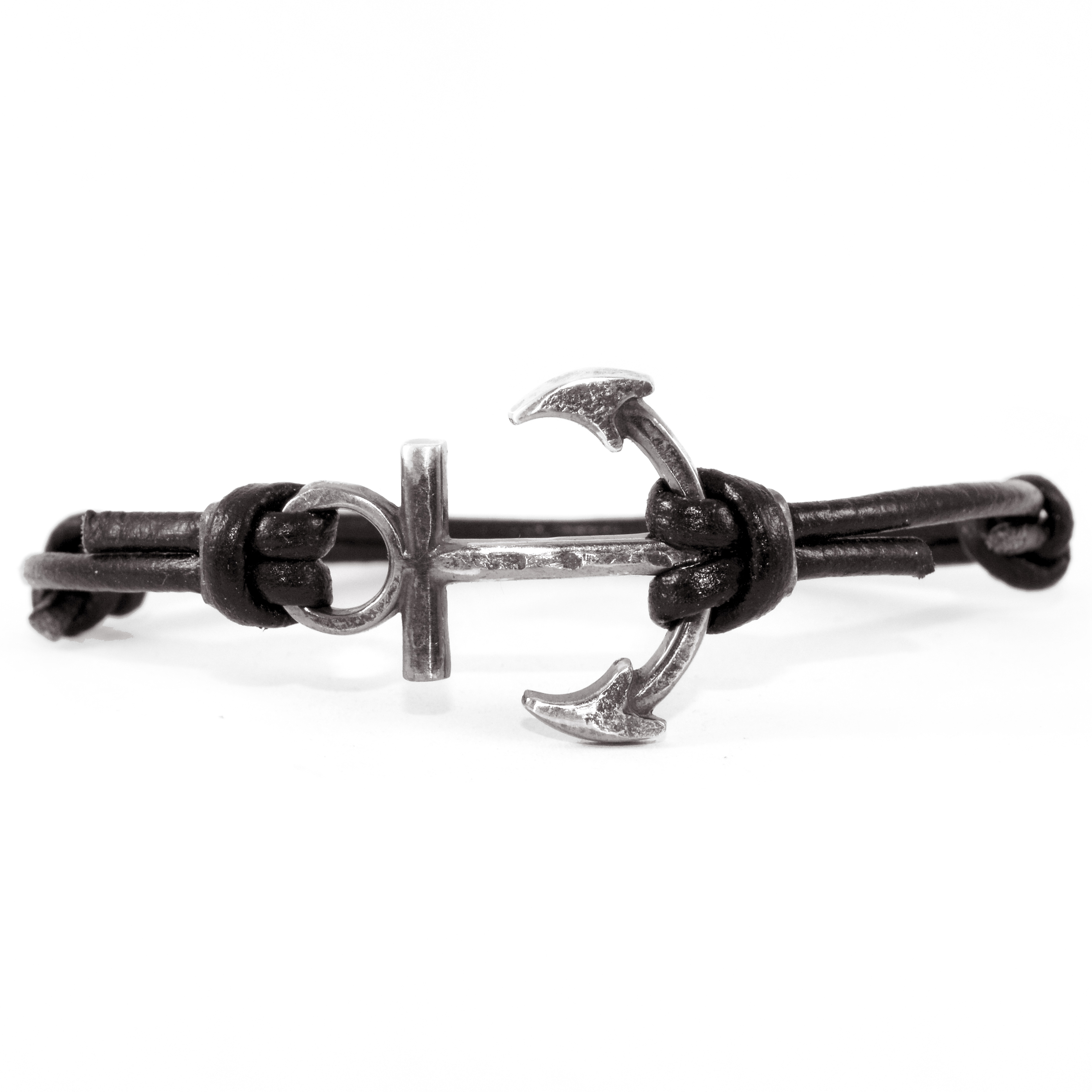 

Кожаный браслет с серебром EJ Anchor EJB027-1