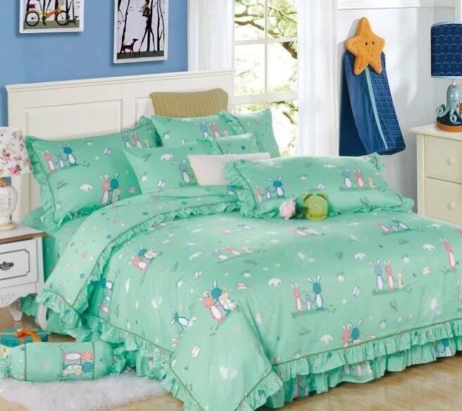 

Постельное белье Зайцы на лужайке CottonTwill 145х215 см Салатовый 000017431