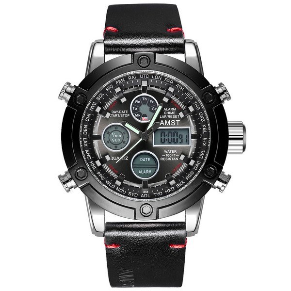

Мужские наручные часы (3022 Silver-Black Smooth Wristband) AMST 50 мм Серебряный 000018090