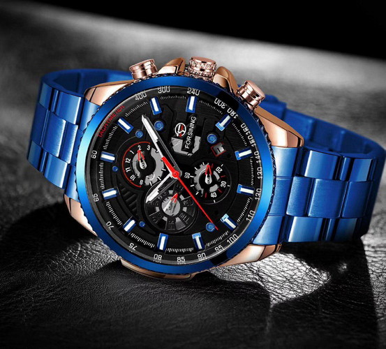 

Мужские наручные часы (1137 Blue-Cuprum-Black) Forsining 43 мм Синий 000018016