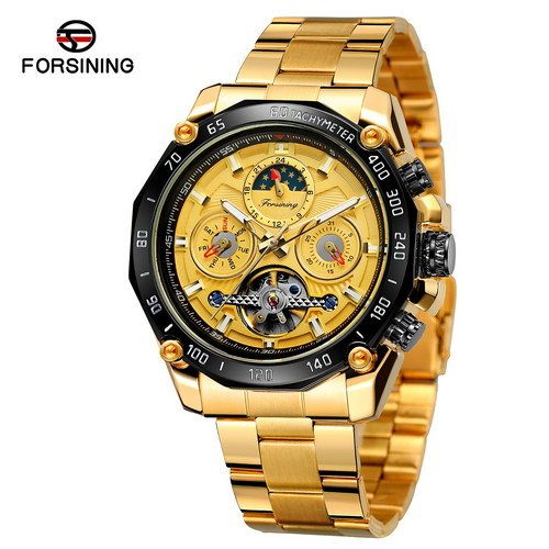 

Мужские наручные часы (6913 Gold-Black-Gold) Forsining 43 мм Золотой 000018012
