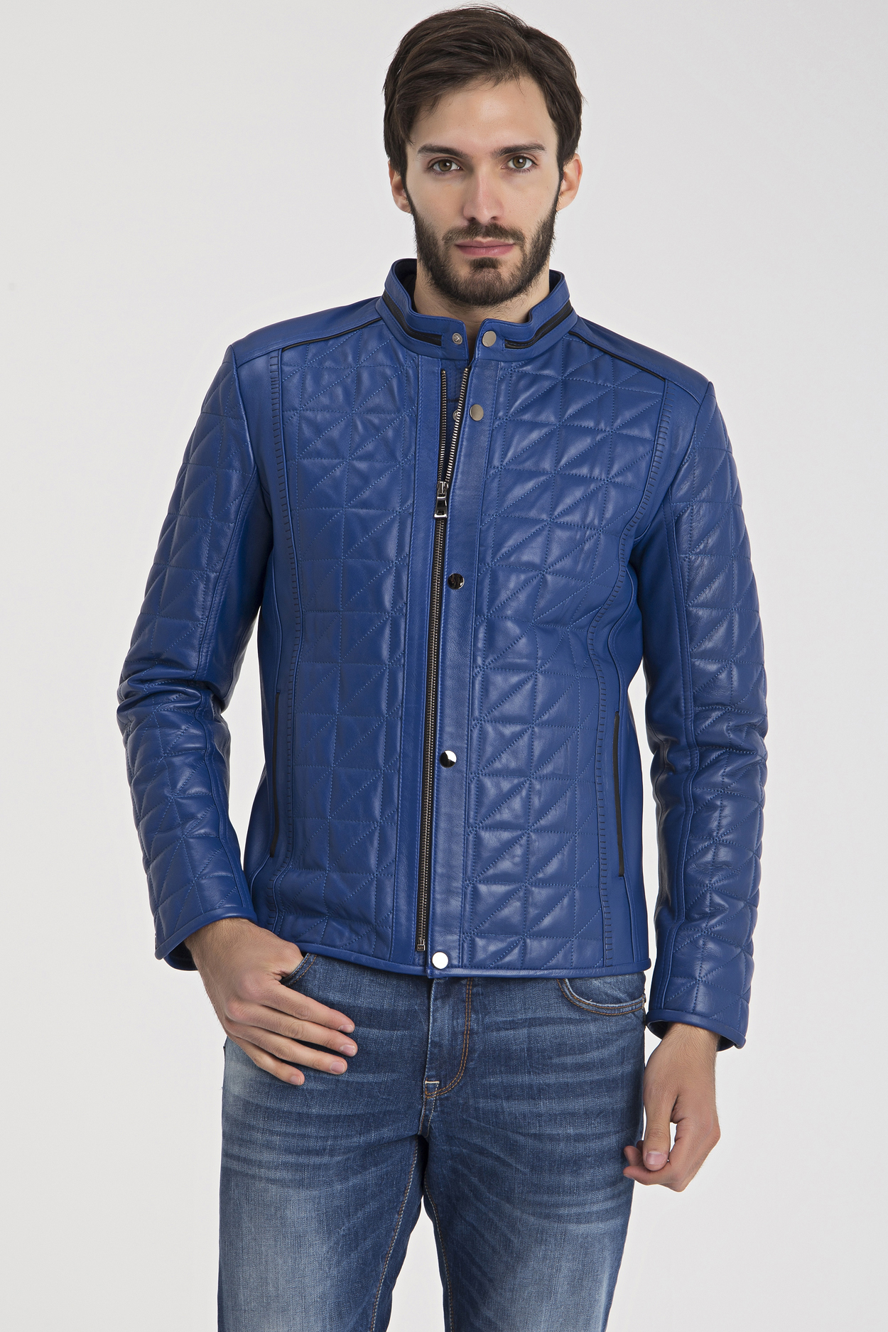 

Кожаная куртка IPARELDE Синяя 3XL