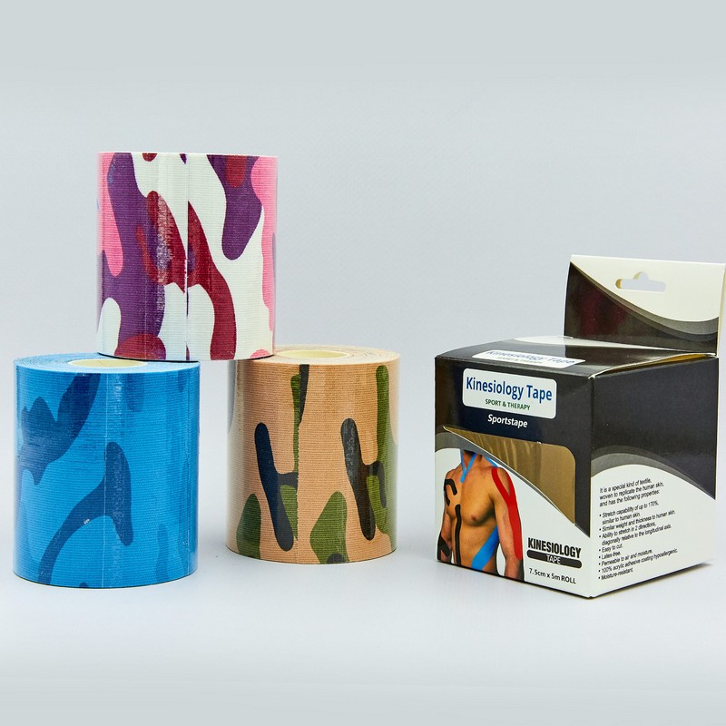 

Кинезио тейп в рулоне 7,5см х 5м (Kinesio tape) эластичный пластырь BC-0842-7_5 (камуфляж синий, белый, бежевый)
