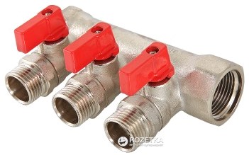 

Коллектор VALTEC с отсекающими кранами 1" х 1/2" (3 вых.) (VTc.580.N.0603)