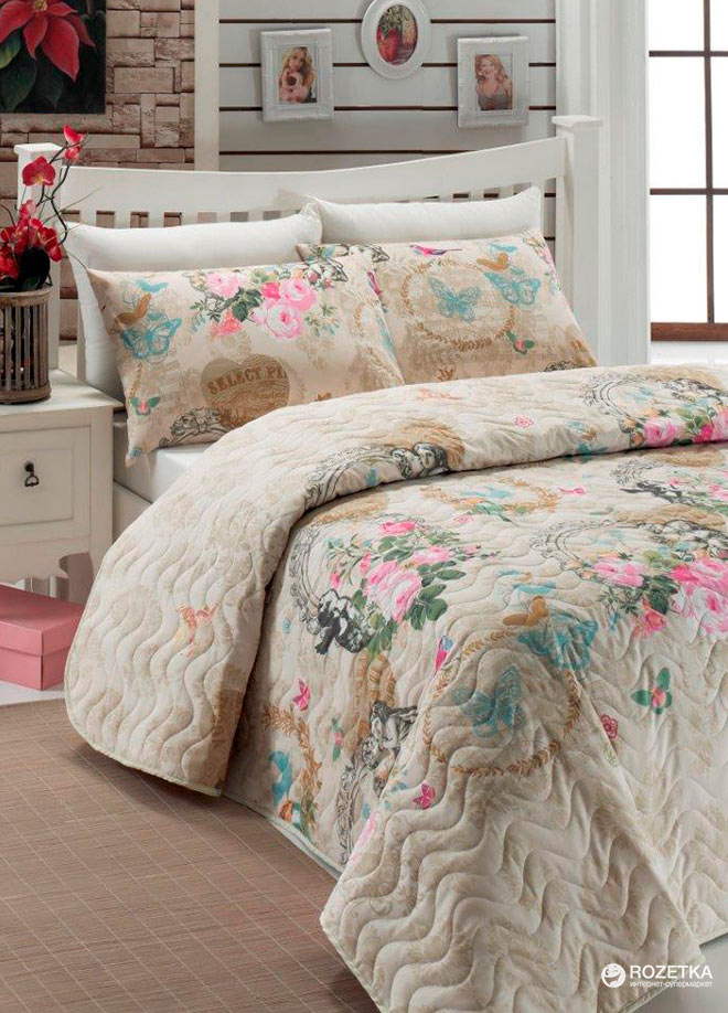

Покрывало Eponj Home Angel Bej 160x220 + наволочка 50х70
