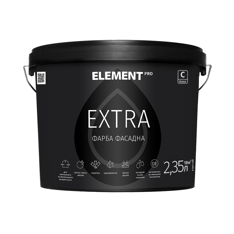 

Фасадная краска EXTRA (база С) ELEMENT PRO 2.35 л бесцветный