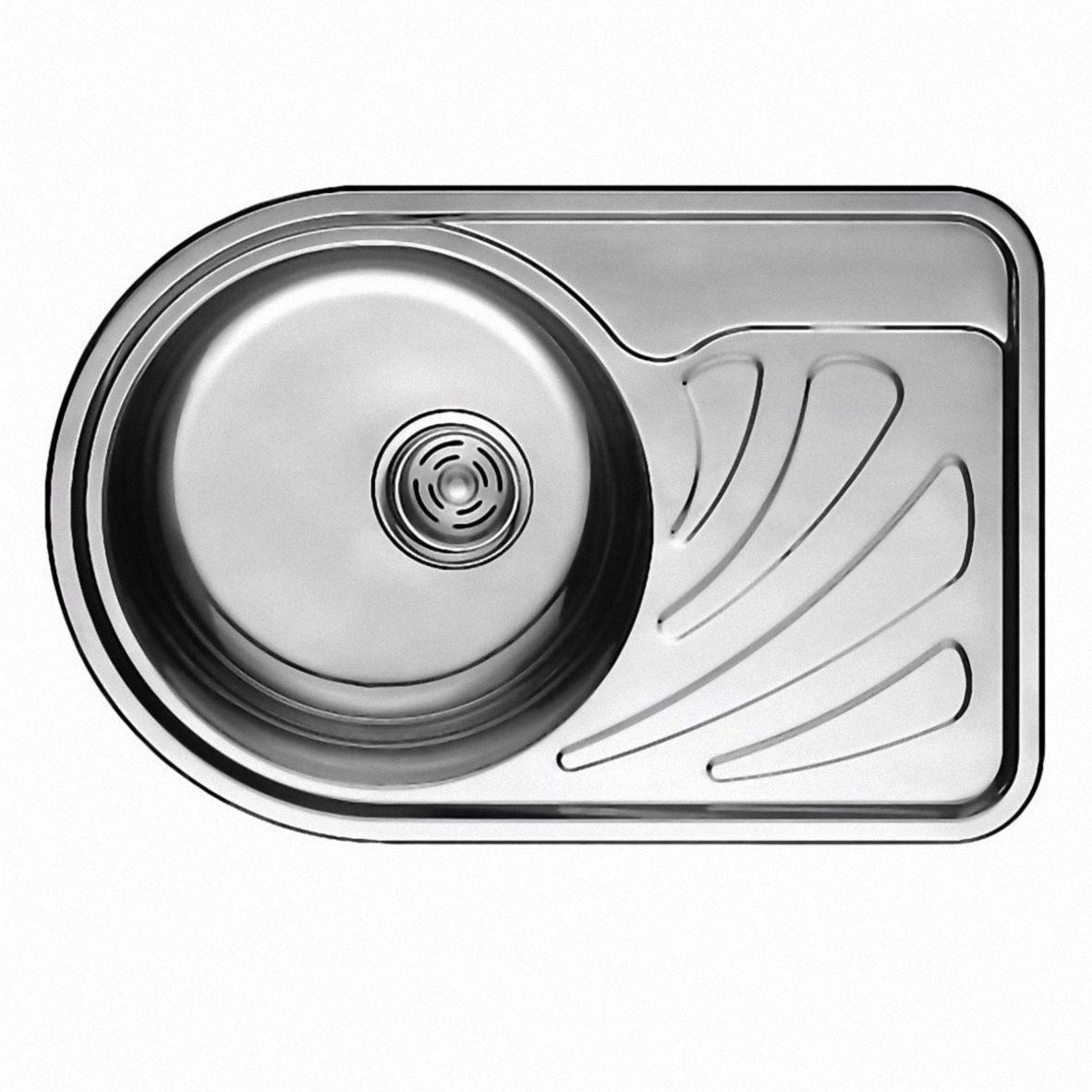 

7111 Мойка Cristal круглая с полкой, врезная 668x442х180 SATIN Left