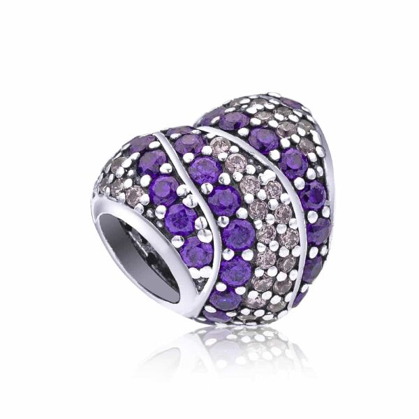 

Серебряная бусина "Purple heart"