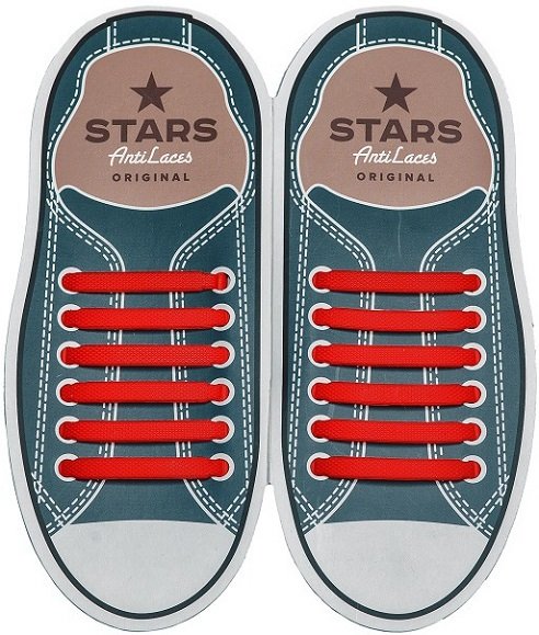 

Прямые силиконовые шнурки (антишнурки) для кроссовок и кед AntiLaces 53 мм красный