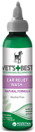 

Жидкий очиститель VET`S BEST Ear Relief Wash для ушей для собак 118 мл