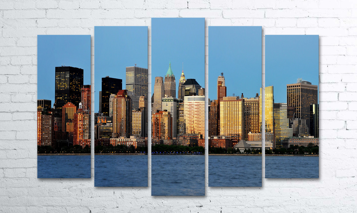 

Модульная картина на холсте 5 в 1 Панорама New York 100х150 см