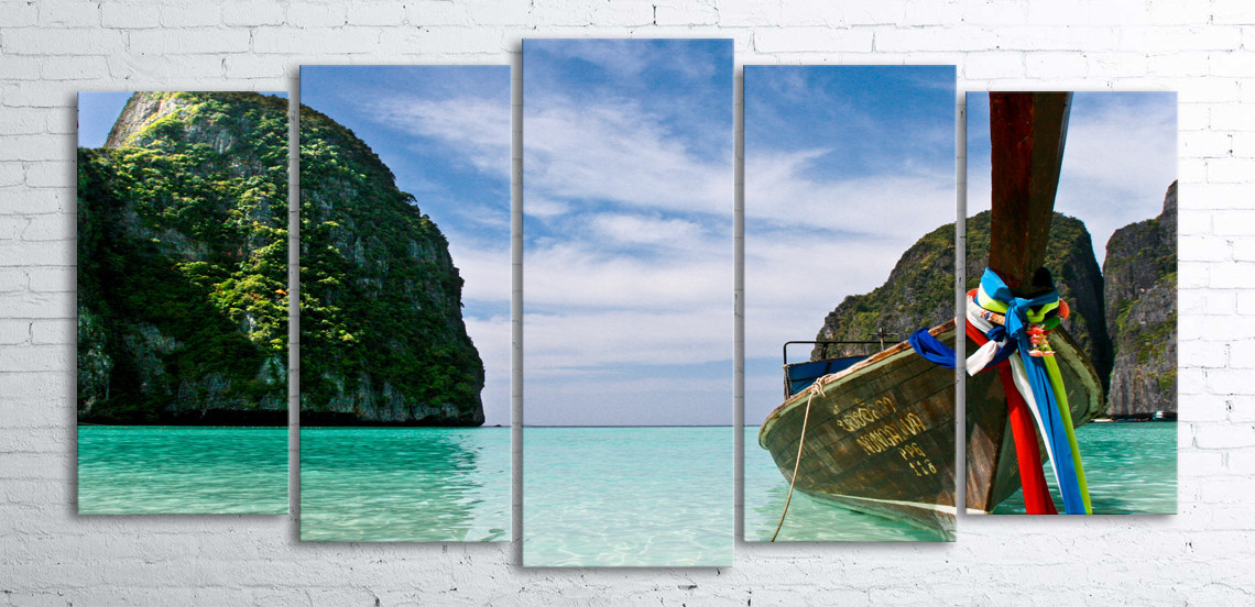 

Модульная картина на холсте 5 в 1 Тайланд. Phi Phi острова 100х200 см