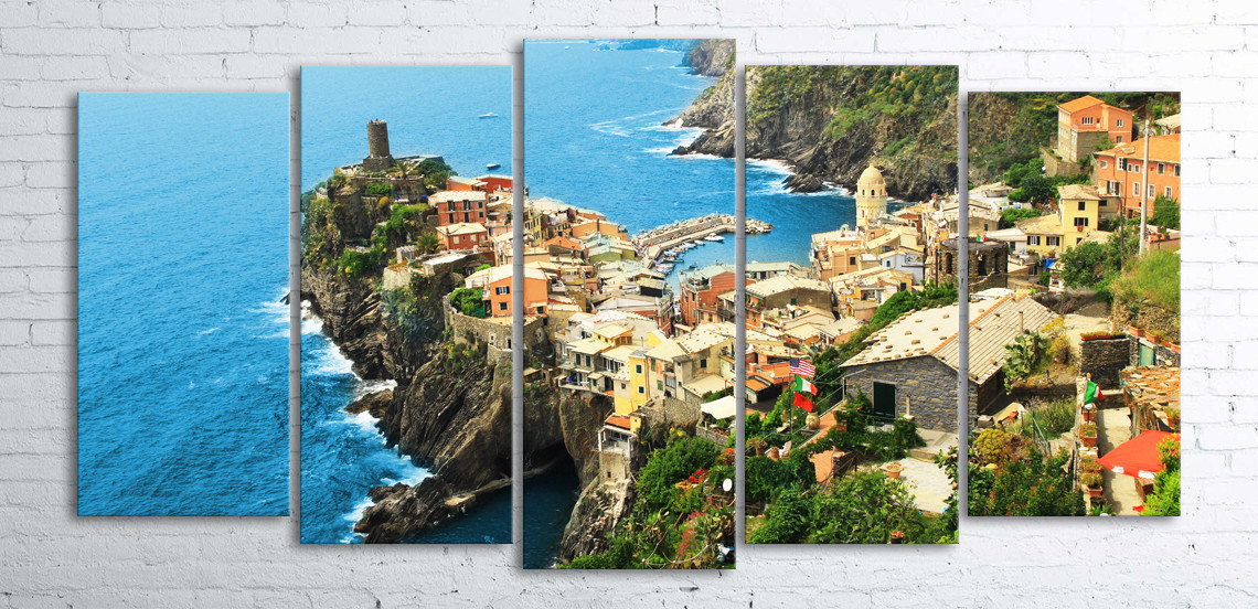 

Модульная картина на холсте 5 в 1 Vernazza. Cinque Terre National Park 100х200 см