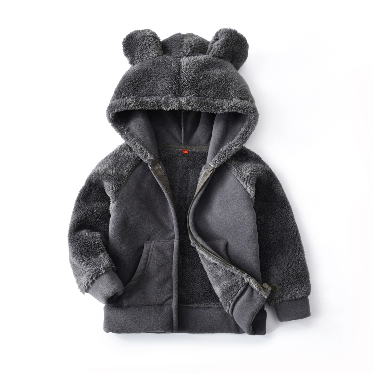 

Кофта детская флисовая утепленная Круглые ушки, серый Berni Kids (130) Серый