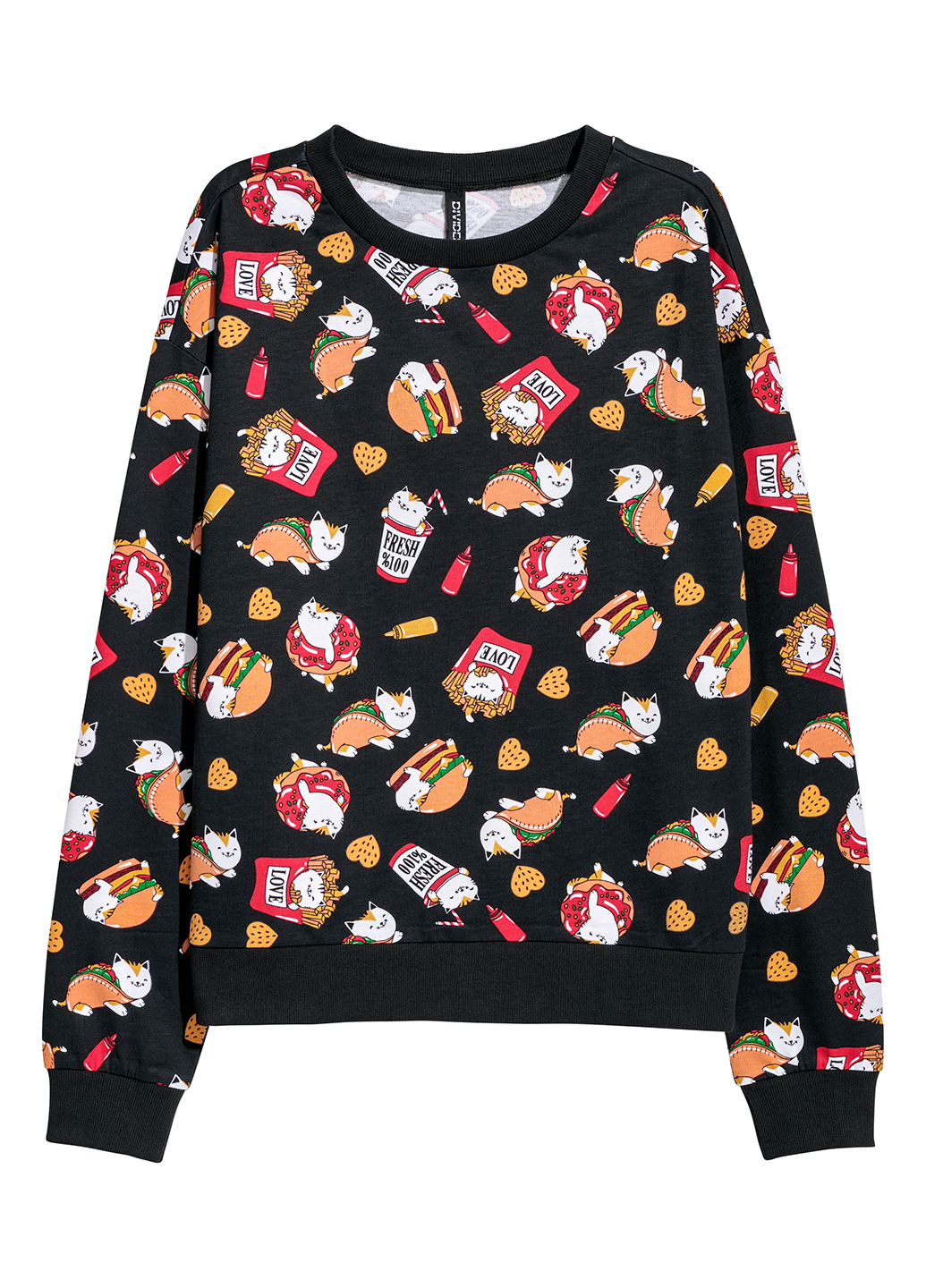 

Свитшот H&M L Черный/Принт 0570474_ФастФуд