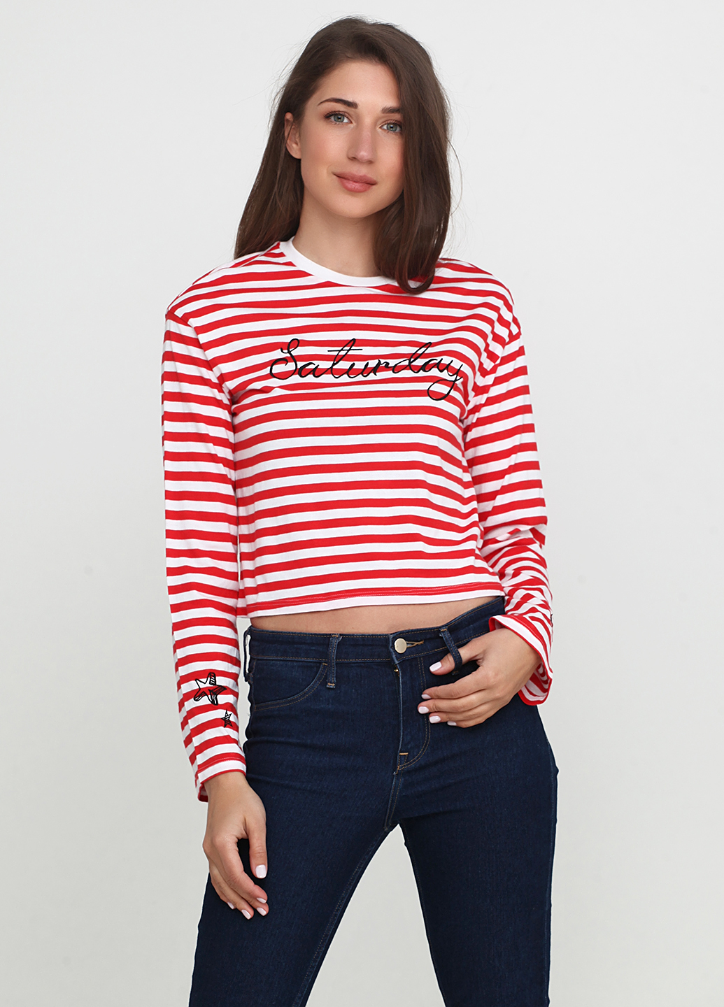 

Лонгслив H&M  Белый 0616242_полос._03, Лонгслив H&M XXS Белый 0616242_полос._03