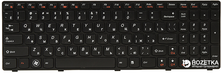 

Клавіатура для ноутбука PowerPlant IBM/Lenovo G570, G575, G770, Z560 з рамкою