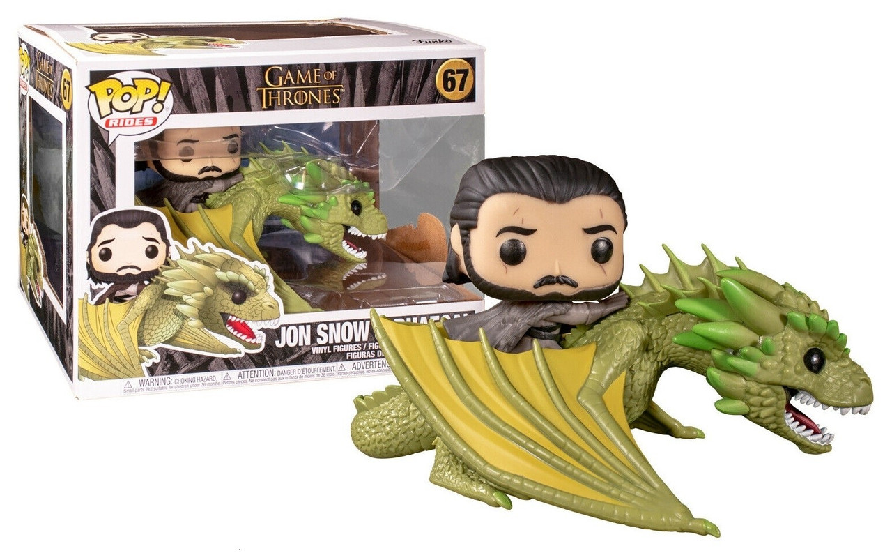 Фигурка Funko Pop Фанко Поп Игра престолов Джон Сноу и дракон Рейгаль Jon  Snow with Rhaegal 10 см GT JR 67