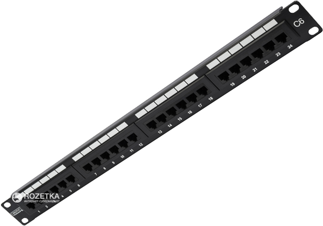

Патч-панель Digitus Professional 19" 1U CAT6 24xRJ45 UTP складена для серверної шафи/стійки (DN-91624U)