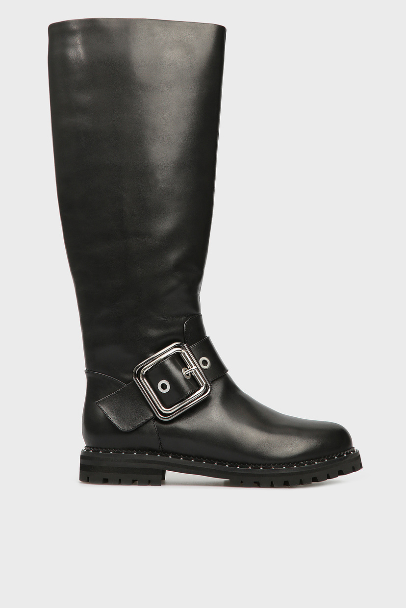 

Женские черные кожаные сапоги с мехом Preppy 39 F792B-51-2