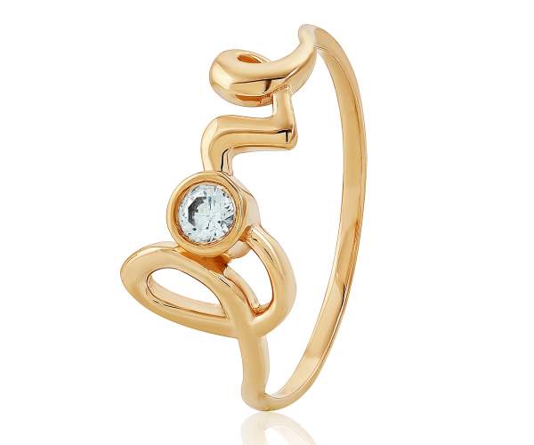 

Кольцо золотое с камнем SWAROVSKI Zirconia "Love", КД4139SW, 16 размер