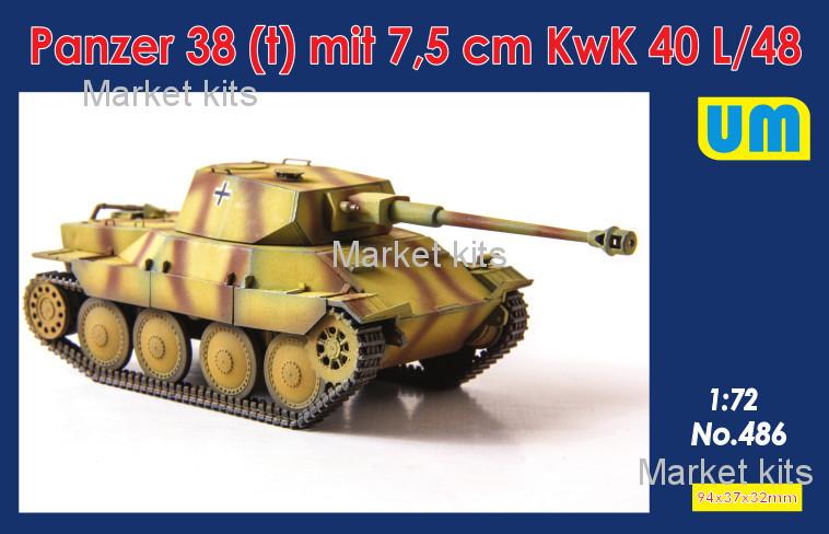 

Немецкий танк Panzer 38 (t) с пушкой 7.5 cm KwK 40 l/48 1:72 UNIMODELS (UM486)