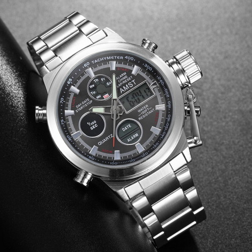 

Мужские наручные часы (3003 Silver-Black Metall) AMST 39 мм Серебряный 000028457