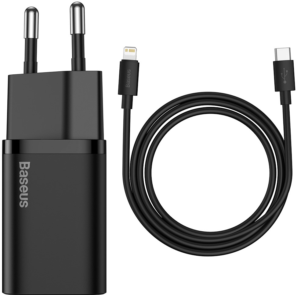 

Сетевое зарядное устройство Baseus Super Si QC PD3.0 20W Type-C 3A + Кабель 2.3A Type-C to Lightning 1м Черный
