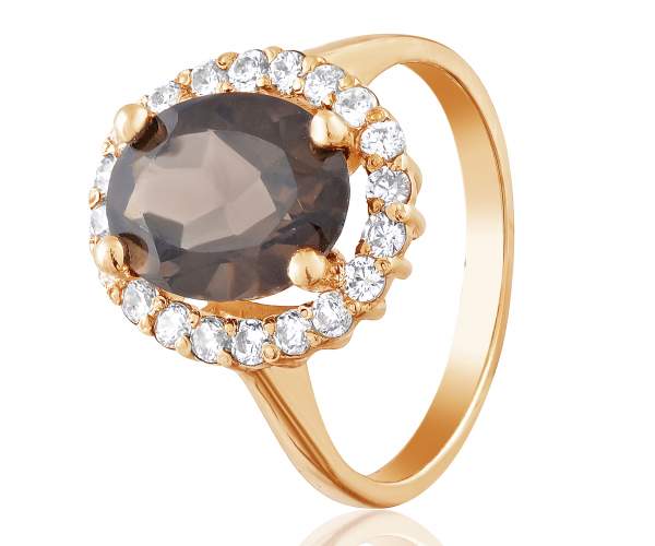 

Золотое кольцо с раухтопазом и цирконами "Мария", КД4099РАУХТОПАЗ, 17.5 размер