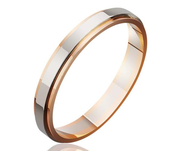 

Обручальное кольцо "Американка", комбинированное золото, КОА102, 17 размер