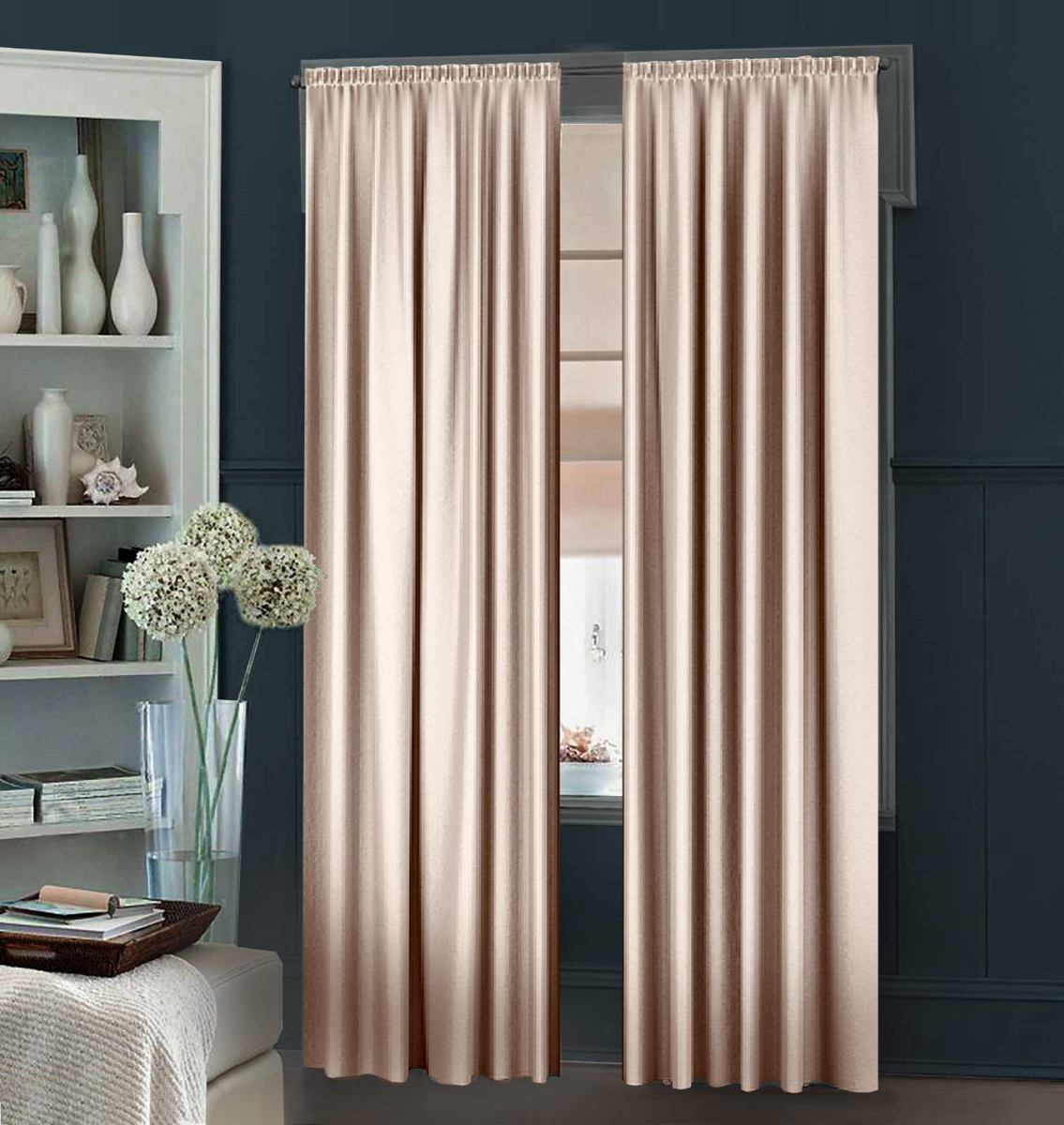 

Комплект штор Декор-Ин Гюрем шелк Востока 200х270 2 шт Бежево-кофейных