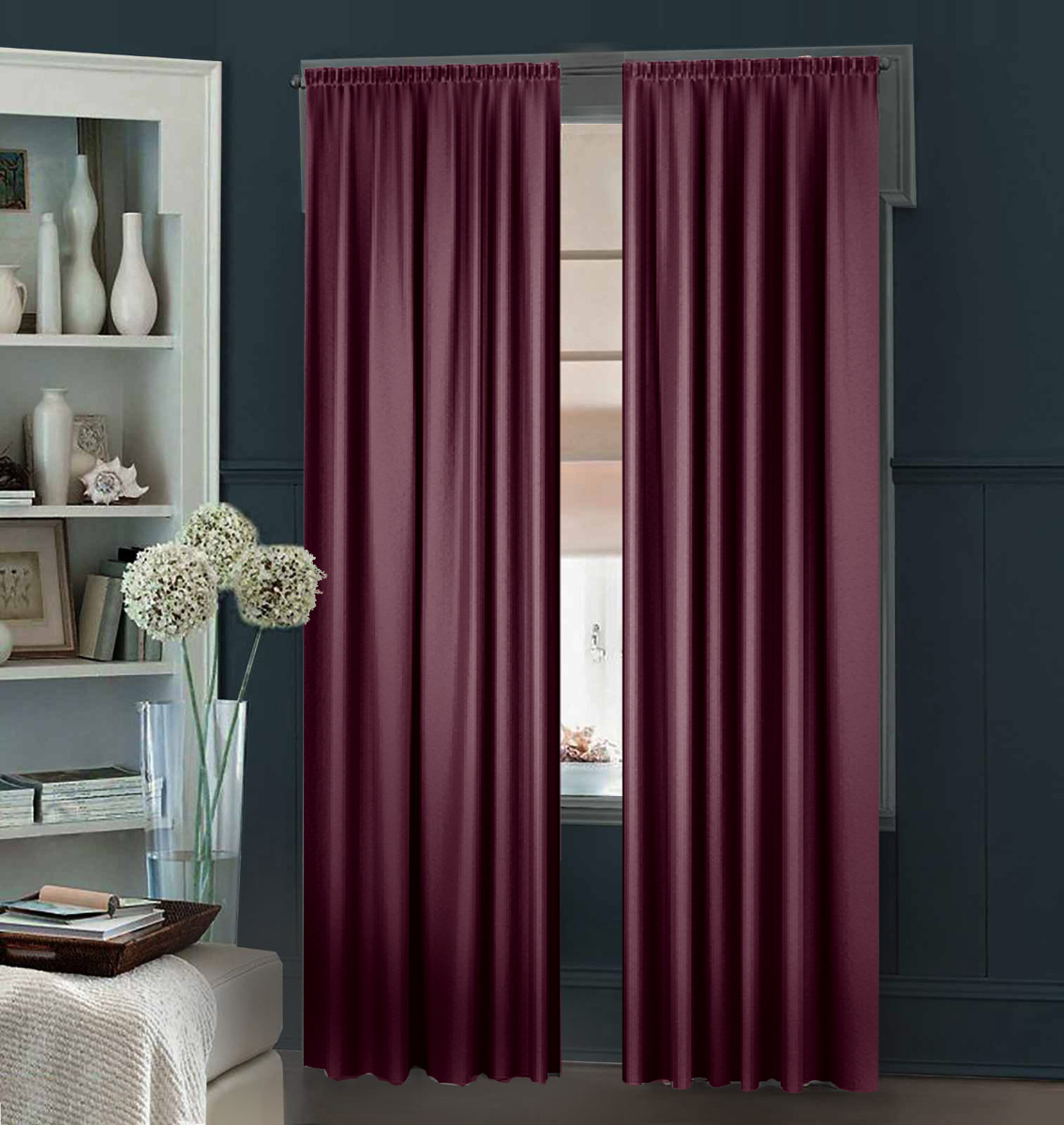 

Комплект штор Декор-Ин Гюрем шелк Востока 250х275 2 шт Бордовых