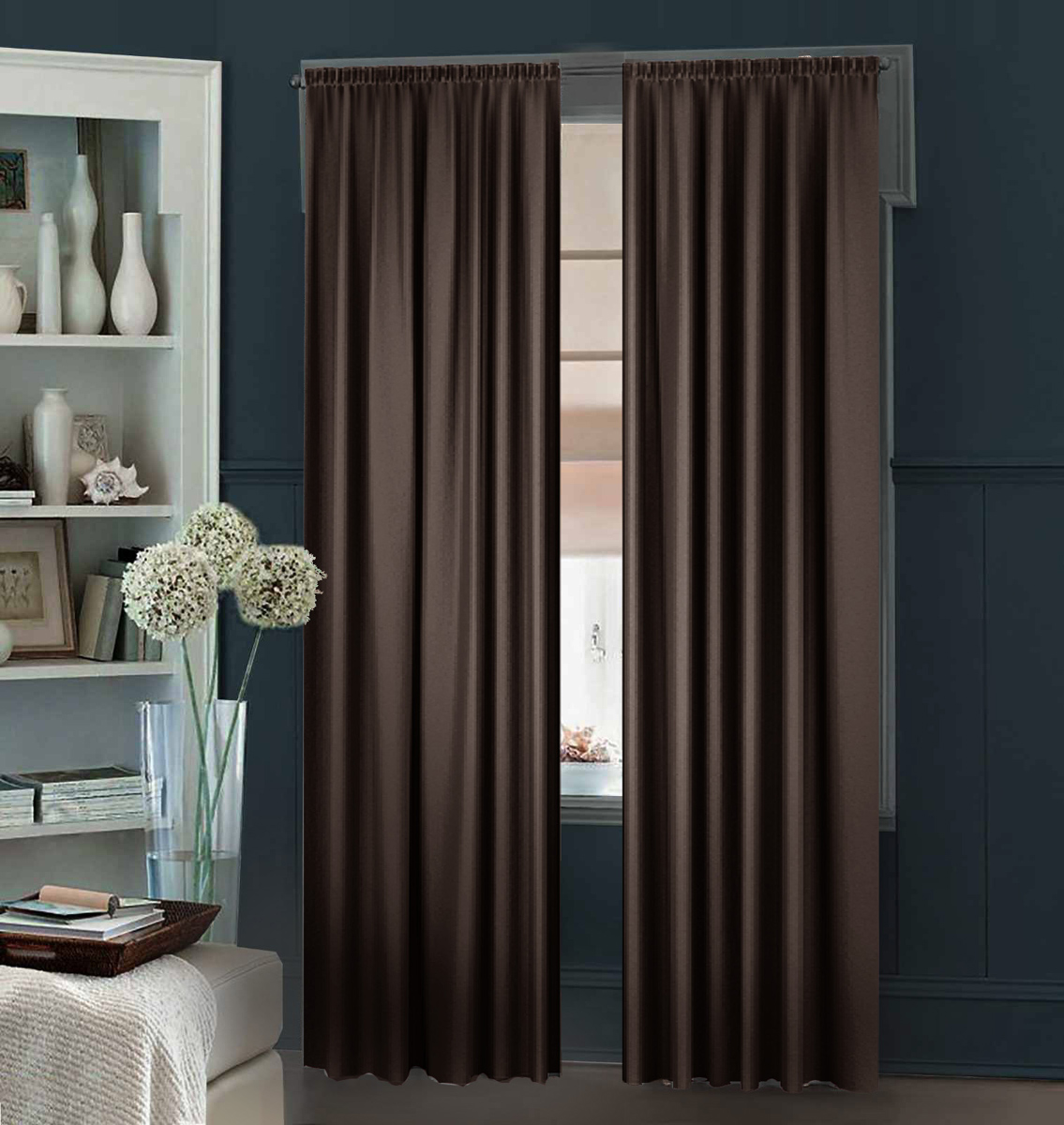 

Комплект штор Декор-Ин Гюрем шелк Востока 200х250 2 шт Шоколадно-коричневых