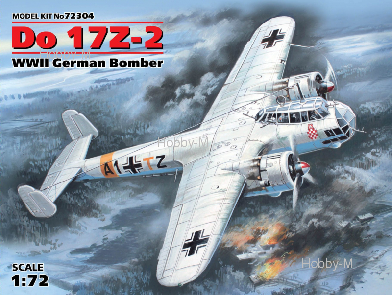 

Немецкий бомбардировщик Do 17Z-2, 2 МВ 1:72 ICM (ICM72304)