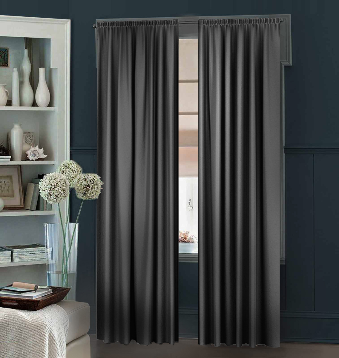 

Комплект штор Декор-Ин Гюрем шелк Востока 150х260 2 шт Графитовых