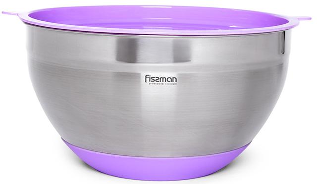 

Миска Fissman MIRABELLE 4.5л из нержавеющей стали с сиреневой пластиковой крышкой