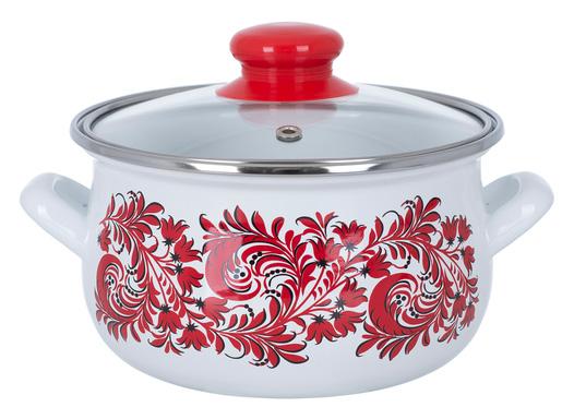 

Кастрюля эмалированная Infinity Red Flowers 4.8л, индукционная