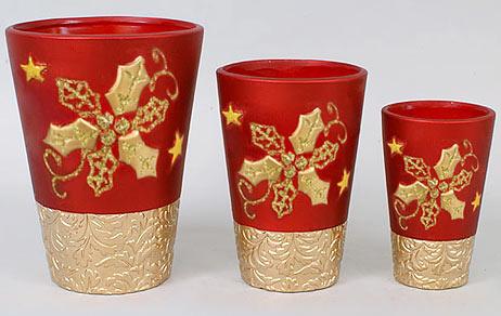 

Набор 3 вазы Gold Motifs Red 16.5см, 13.6см, 9.5см