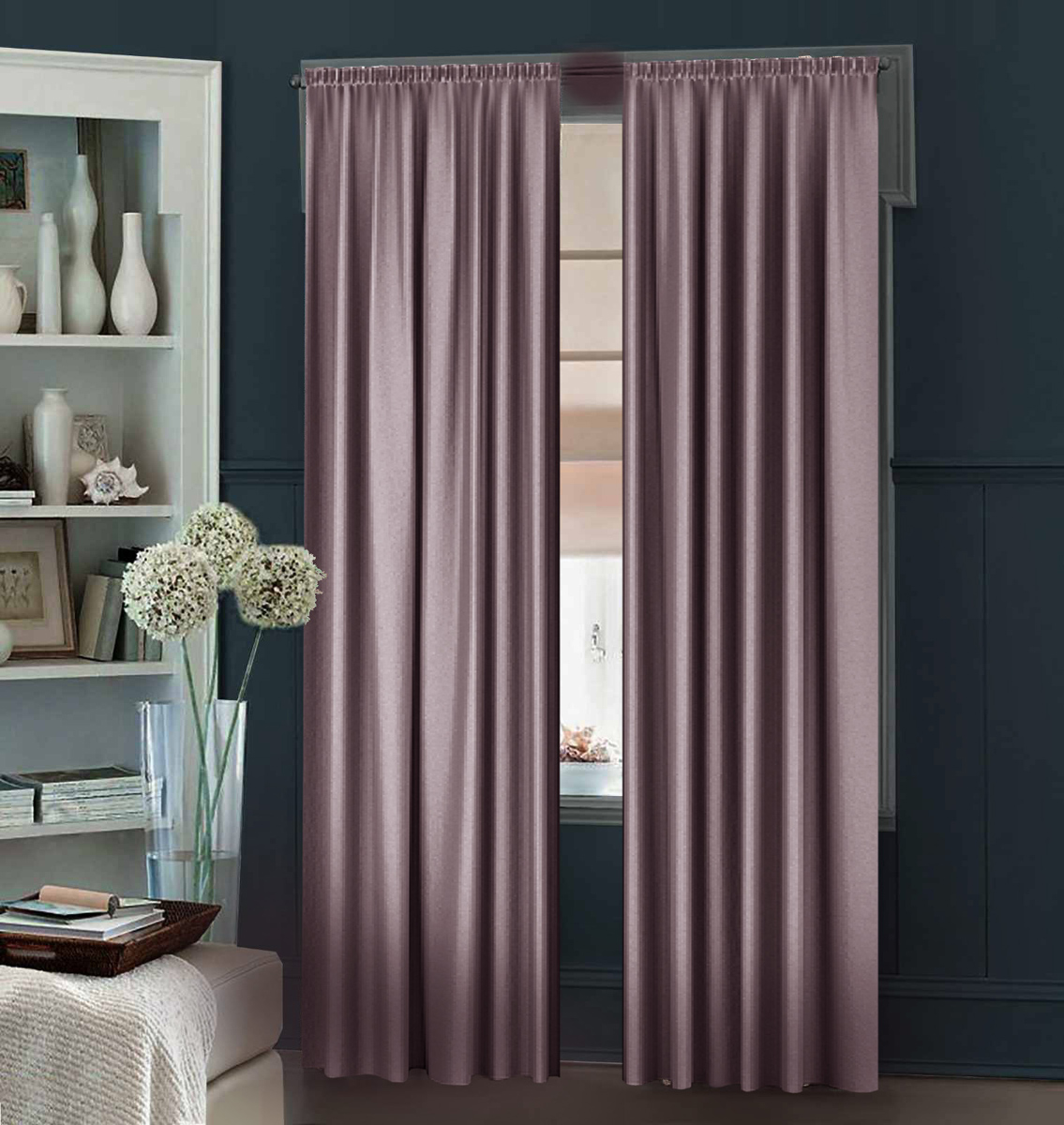 

Комплект штор Декор-Ин Гюрем шелк Востока 150х275 2 шт Серо-розовых