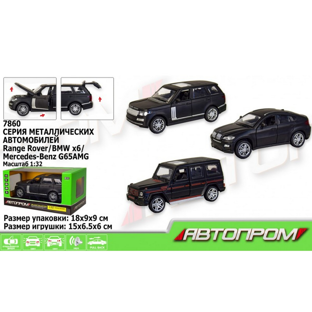 

Машина металлическая Автопром 3 вида Автопром (7860)