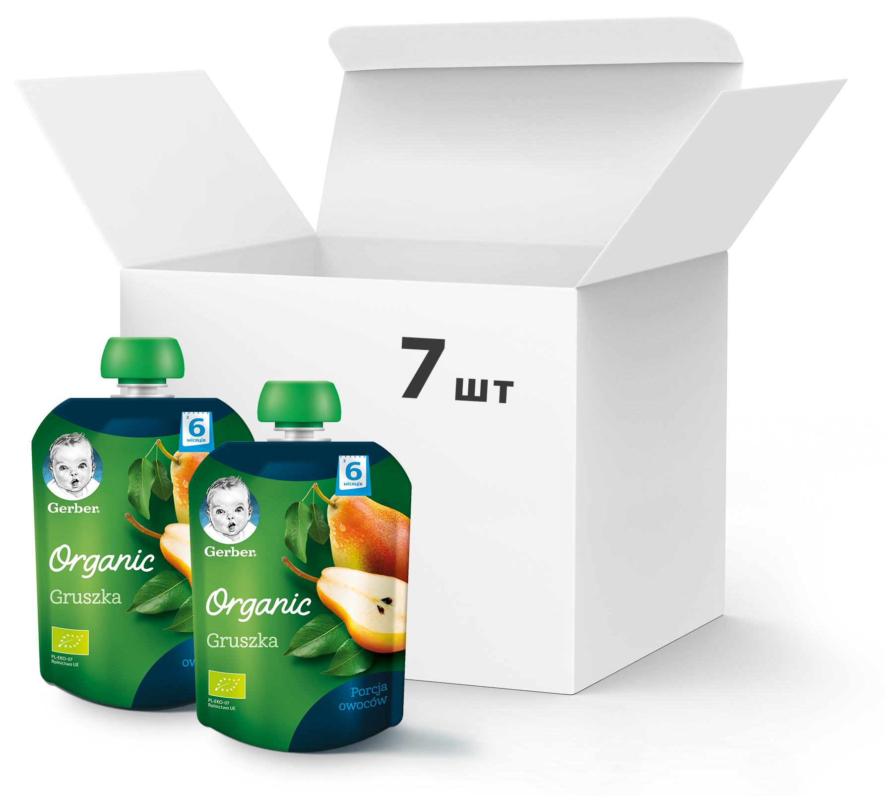 

Упаковка Фруктового пюре Gerber Органическое Груша с 6 месяцев Пастеризованное 90 г х 7 шт (7613036087742)