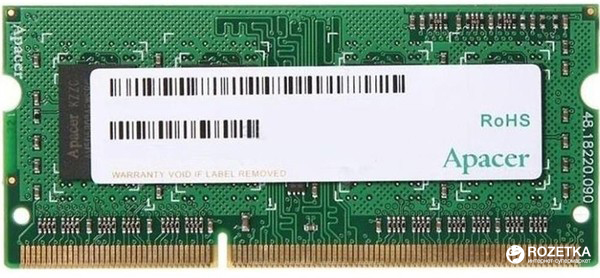 

Оперативная память Apacer SODIMM DDR3-1600 2048MB PC3-12800 (DS.02G2K.HAM)