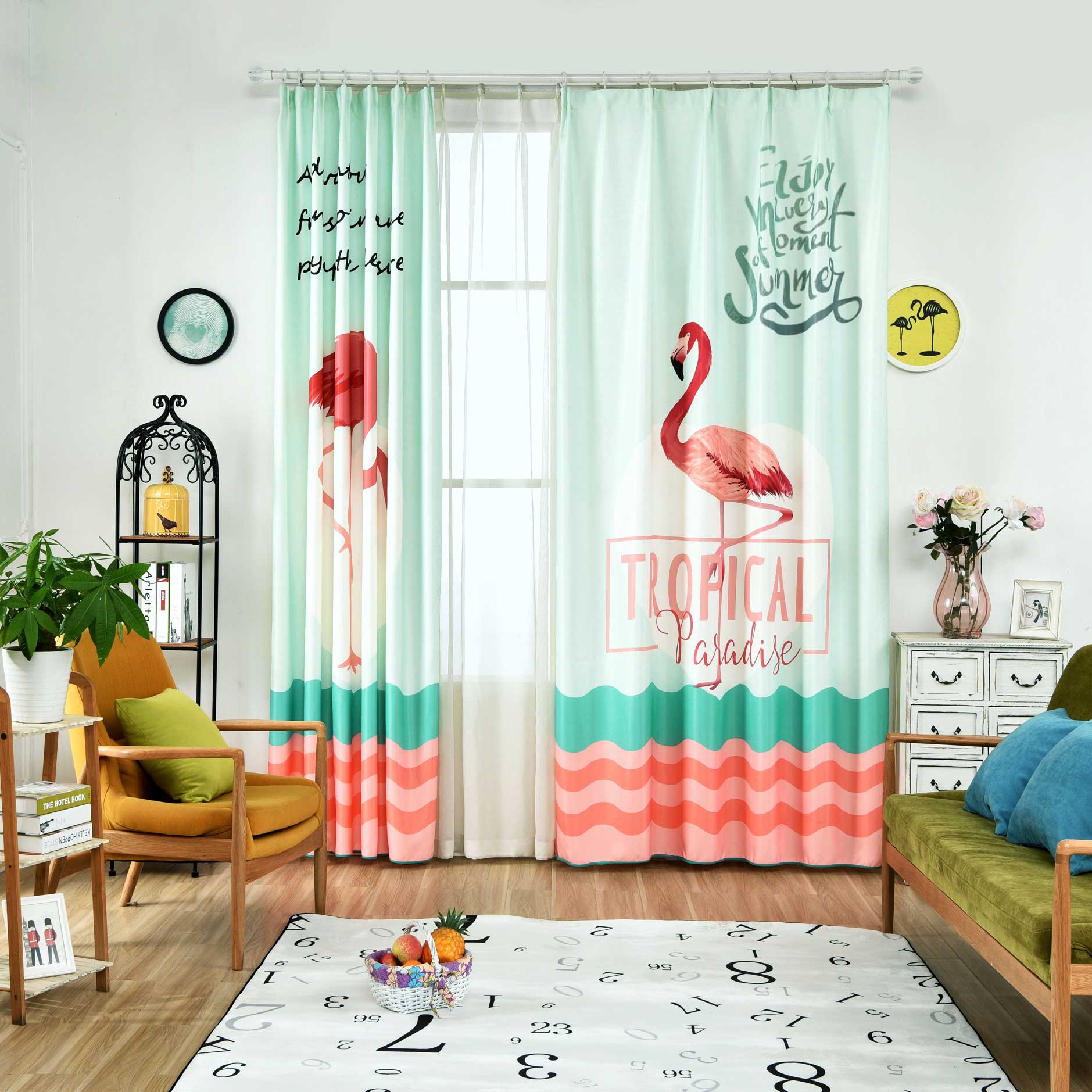 

Штора Тропический рай 135 х 265 2 шт. Berni Home Бирюзовый
