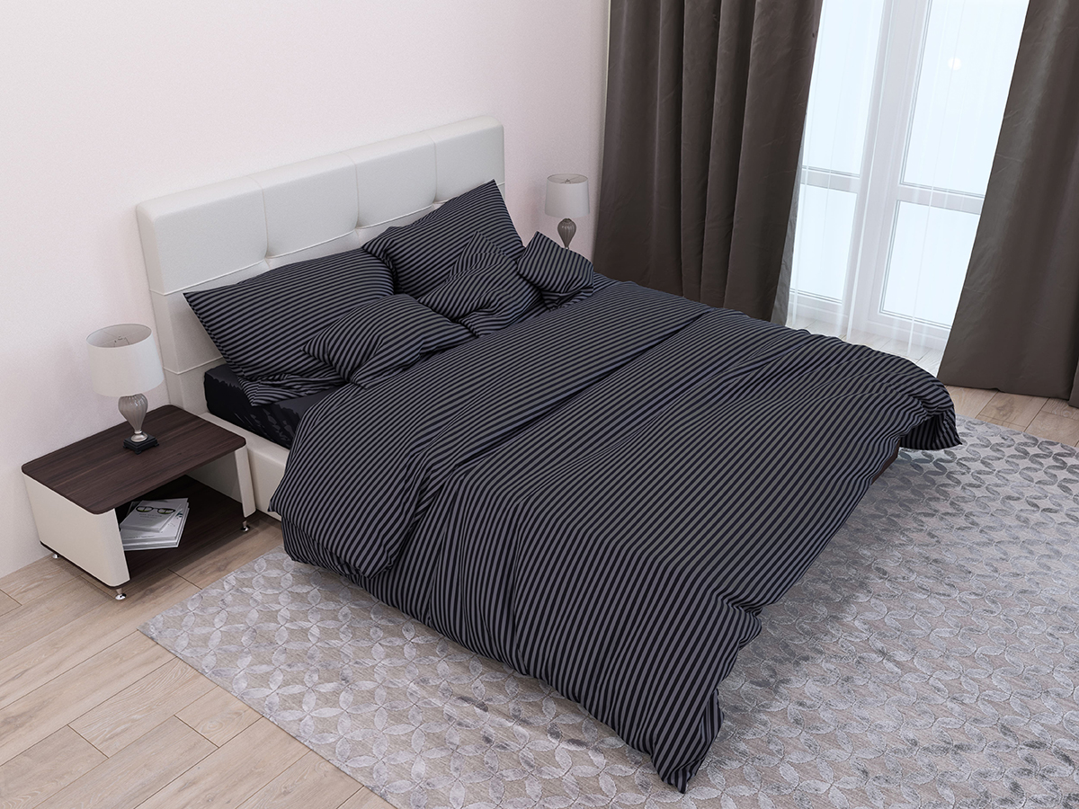 

Комплект постельного белья SoundSleep Stripe Black Сатин-страйп 160х215